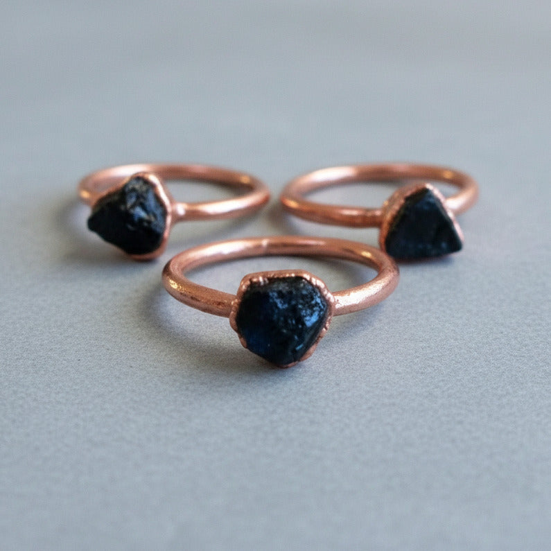 Raw Black Tourmaline Ring | Handmade by Blackbird & Sage 
