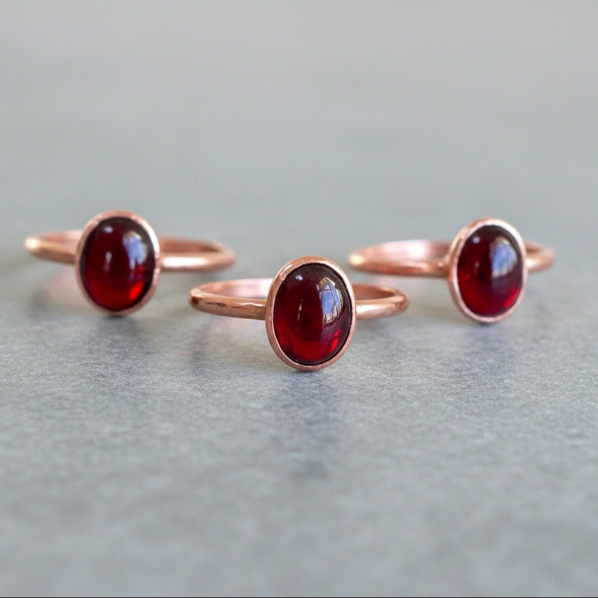 Garnet Copper Ring - Boho | Handmade by Blackbird & Sage 
