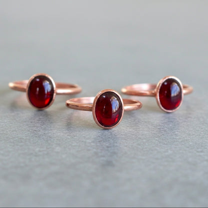 Garnet Copper Ring - Boho | Handmade by Blackbird & Sage 