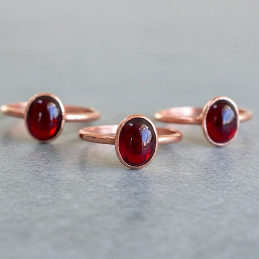 Garnet Copper Ring - Boho | Handmade by Blackbird & Sage 