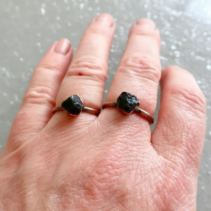 Raw Black Tourmaline Ring | Handmade by Blackbird & Sage