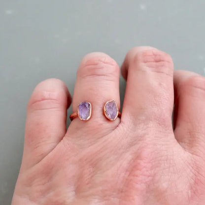Raw Amethyst Open Ring: Electroformed Copper, February Birthstone