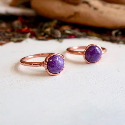 Charoite Ring Charoite Jewelry Electroformed Charoite Copper Band Purple Stone Jewelry  Bohemian Jewelry Electroformed Ring, Valentines Gift Blackbird & Sage Jewelry