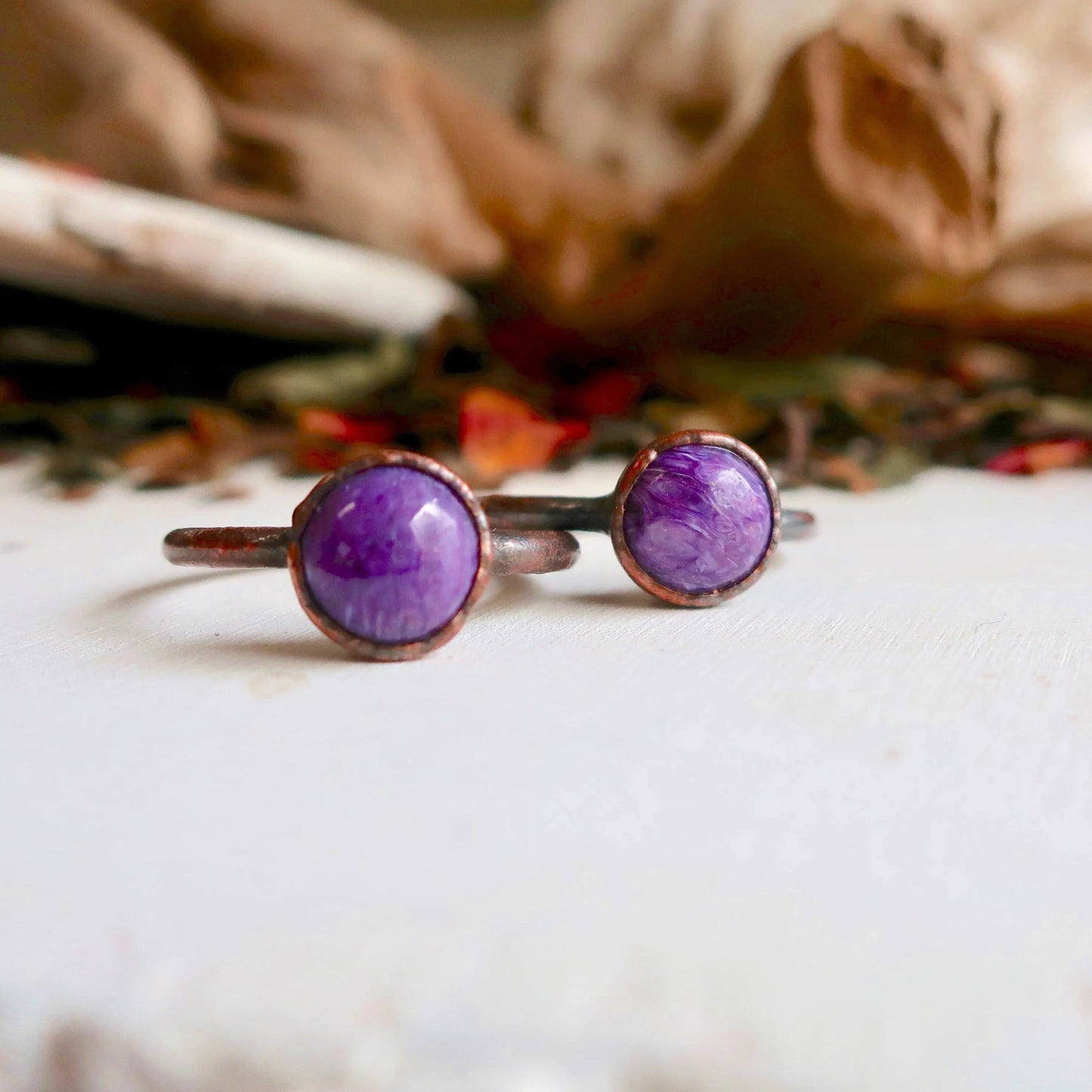 Charoite Ring Charoite Jewelry Electroformed Charoite Copper Band Purple Stone Jewelry  Bohemian Jewelry Electroformed Ring, Valentines Gift Blackbird & Sage Jewelry