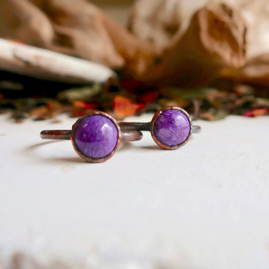 Charoite Ring Charoite Jewelry Electroformed Charoite Copper Band Purple Stone Jewelry  Bohemian Jewelry Electroformed Ring, Valentines Gift Blackbird & Sage Jewelry