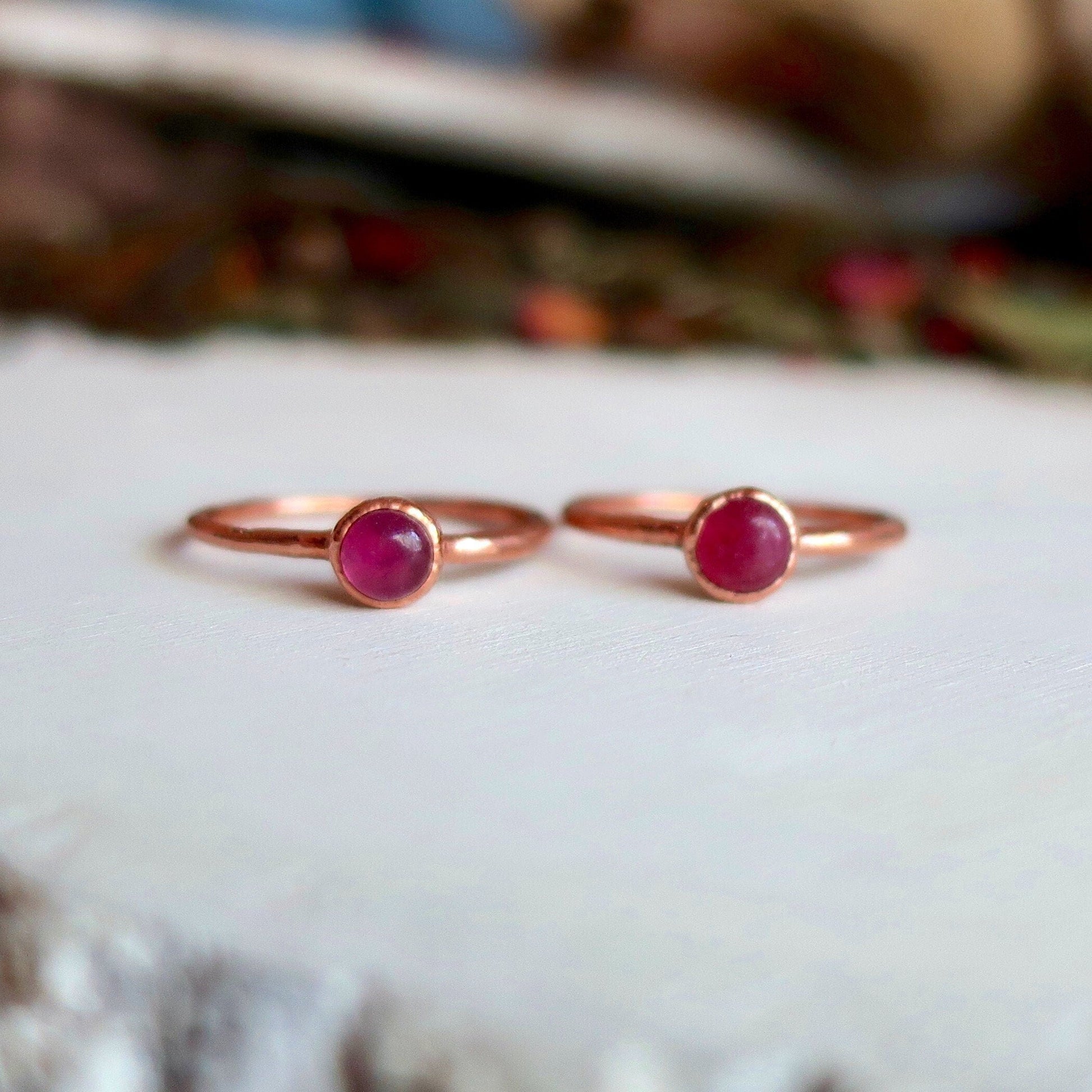 Ruby Stacking Ring, Copper Jewelry, July Birthstone, Electroformed Crystals, Bohemian, Boho, Gypsy Style Blackbird & Sage Jewelry