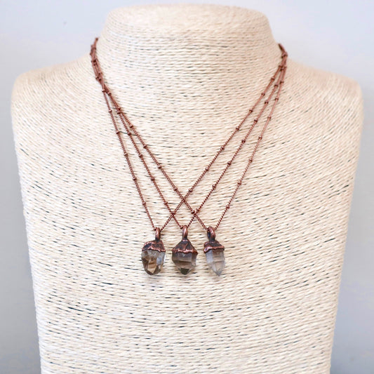 Raw Quartz Point Necklace, Quartz Jewelry, Crystal Pendant, Quartz Necklace, Rustic Jewelry, Copper and Crystals, Healing Stones Blackbird & Sage Jewelry