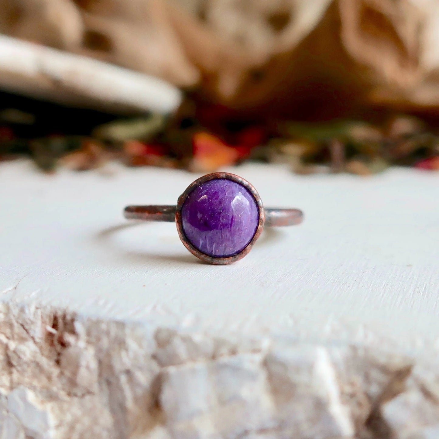 Charoite Ring Charoite Jewelry Electroformed Charoite Copper Band Purple Stone Jewelry  Bohemian Jewelry Electroformed Ring, Valentines Gift Blackbird & Sage Jewelry