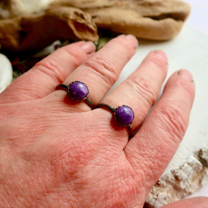 Charoite Ring Charoite Jewelry Electroformed Charoite Copper Band Purple Stone Jewelry  Bohemian Jewelry Electroformed Ring, Valentines Gift Blackbird & Sage Jewelry