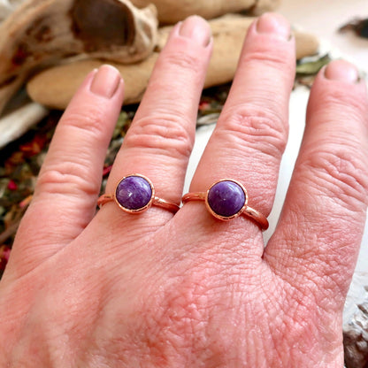 Charoite Ring Charoite Jewelry Electroformed Charoite Copper Band Purple Stone Jewelry  Bohemian Jewelry Electroformed Ring, Valentines Gift Blackbird & Sage Jewelry