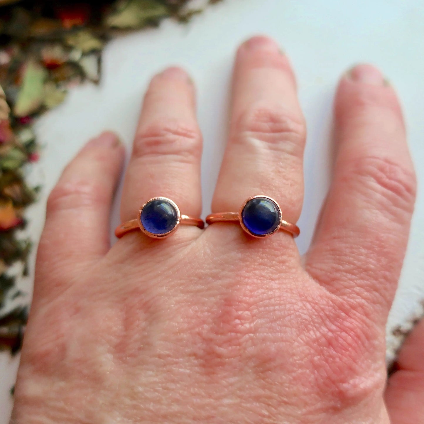 Iolite and Ring Iolite Band Electroformed Copper Jewelry Electroformed Ring Jewelry Gift for Her Bohemian Jewelry, Valentines Gift Blackbird & Sage Jewelry