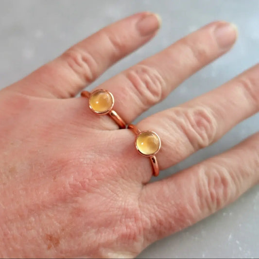 Citrine Copper Ring, 8mm, Electroformed Crystal, Boho Jewelry, Handmade November Birthstone, Healing Gift