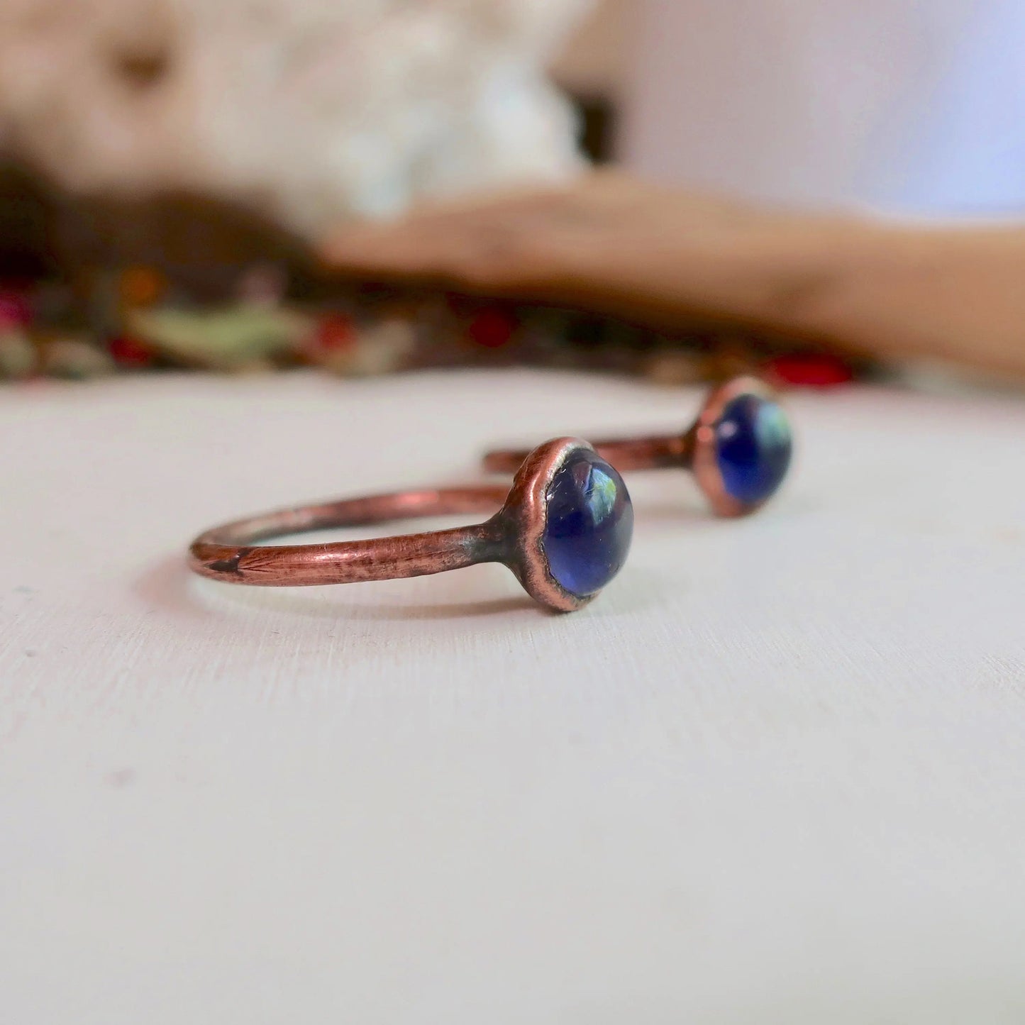 Iolite and Ring Iolite Band Electroformed Copper Jewelry Electroformed Ring Jewelry Gift for Her Bohemian Jewelry, Valentines Gift Blackbird & Sage Jewelry