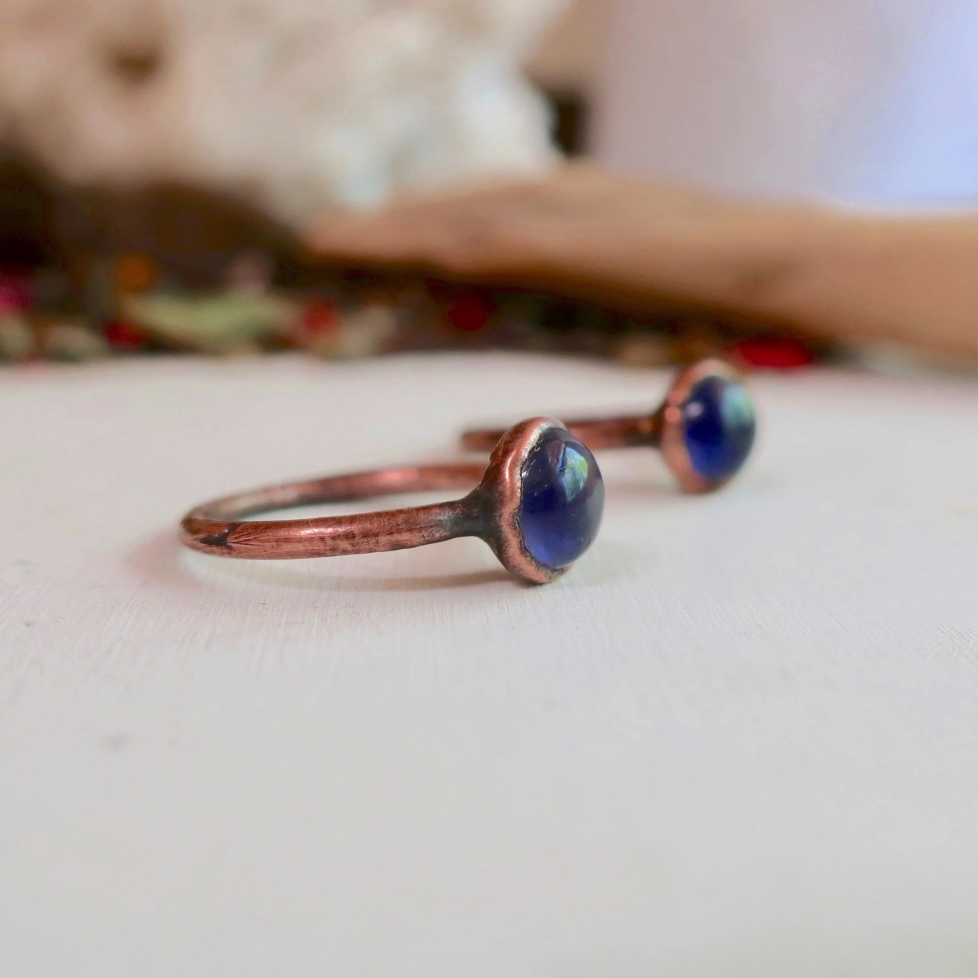 Iolite and Ring Iolite Band Electroformed Copper Jewelry Electroformed Ring Jewelry Gift for Her Bohemian Jewelry, Valentines Gift Blackbird & Sage Jewelry
