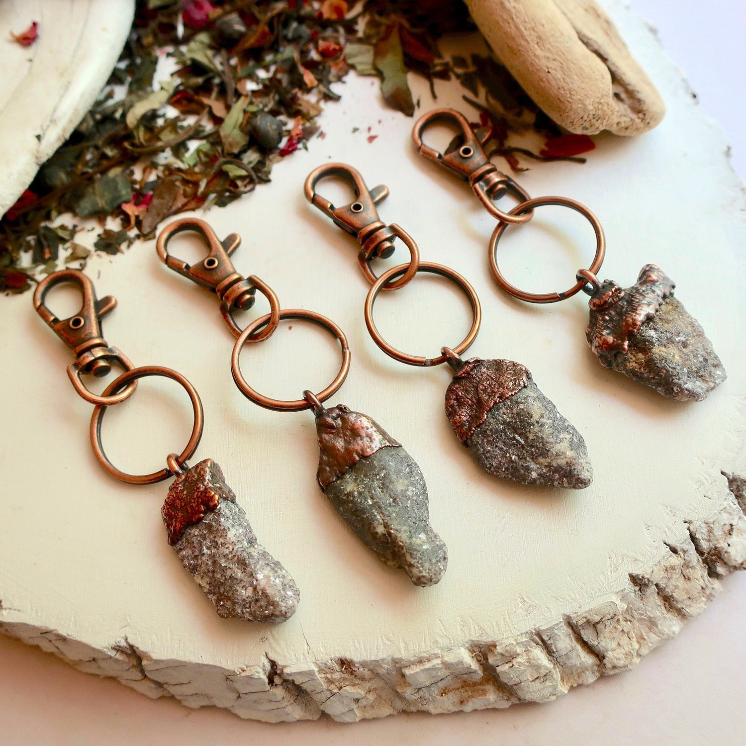 Raw Lepidolite Crystal Keychain, Lepidolite Raw Crystal Accessory, Electroformed Lepidolite Key Fob, Copper Key Chain Blackbird & Sage Jewelry