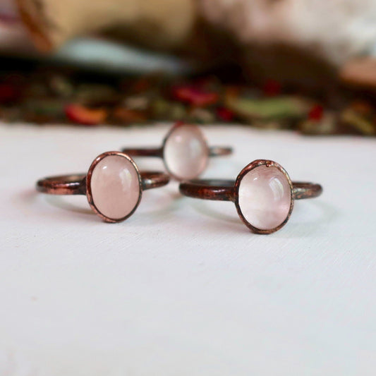 Rose Quartz Electroformed Ring, Rose Quartz Jewelry, Electroformed Ring, Electroform Crystal Jewelry, Valentines Gift Blackbird & Sage Jewelry