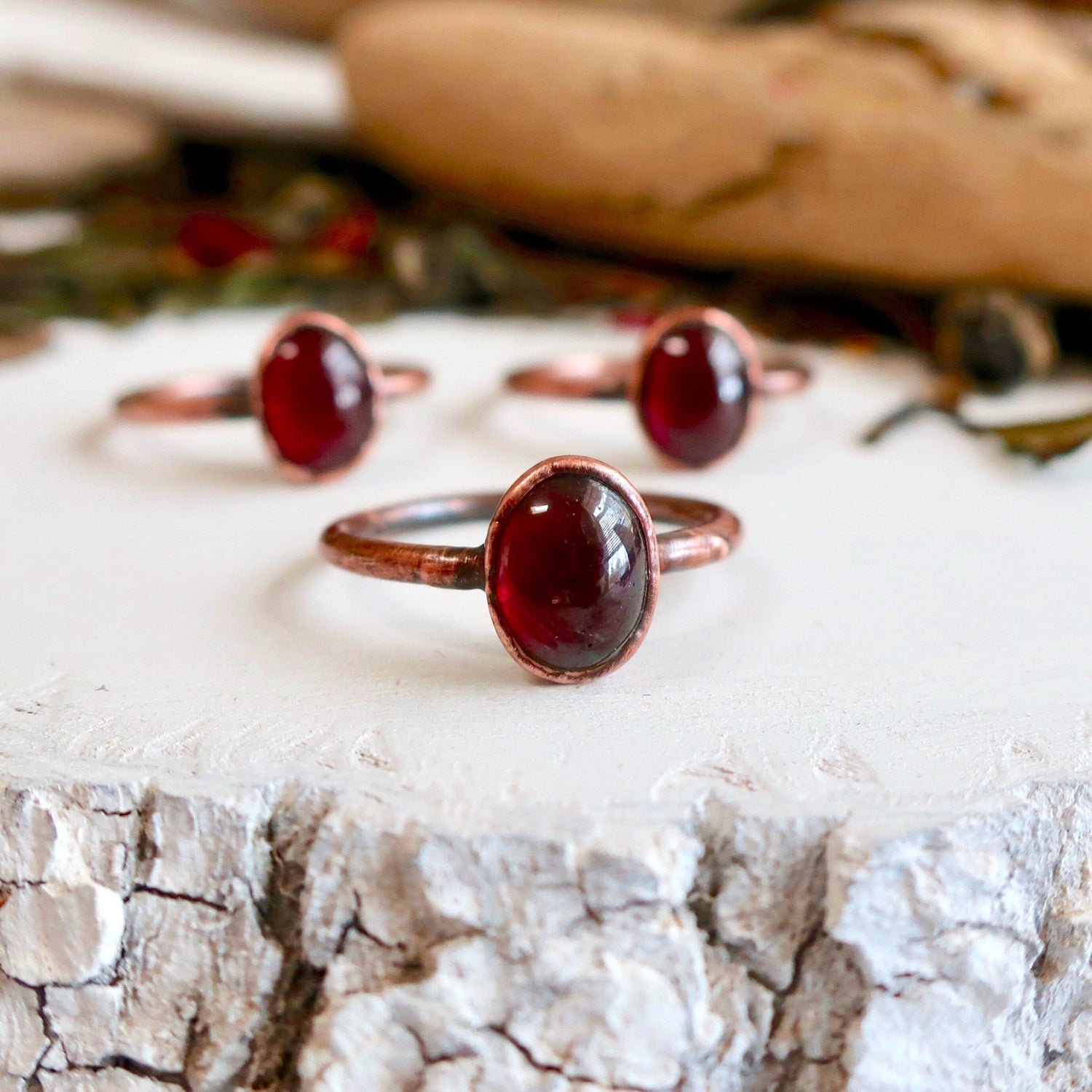 Garnet Copper Ring - Boho | Handmade by Blackbird & Sage Blackbird & Sage Jewelry