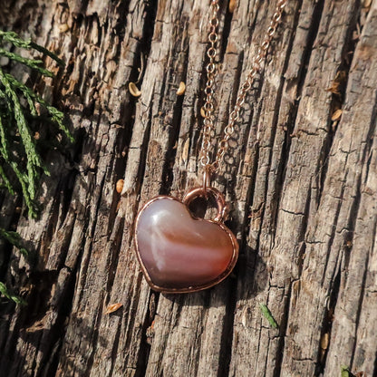 Small Carnelian Heart in Electroformed Copper with Rose Gold Fill Necklace, Carnelian Crystal Jewelry, Small Necklace, Boho Copper Jewelry Blackbird & Sage Jewelry