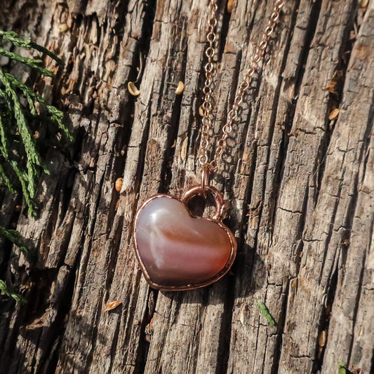 Small Carnelian Heart in Electroformed Copper with Rose Gold Fill Necklace, Carnelian Crystal Jewelry, Small Necklace, Boho Copper Jewelry Blackbird & Sage Jewelry