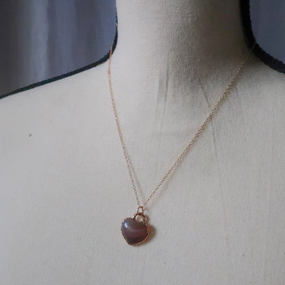 Small Carnelian Heart in Electroformed Copper with Rose Gold Fill Necklace, Carnelian Crystal Jewelry, Small Necklace, Boho Copper Jewelry Blackbird & Sage Jewelry