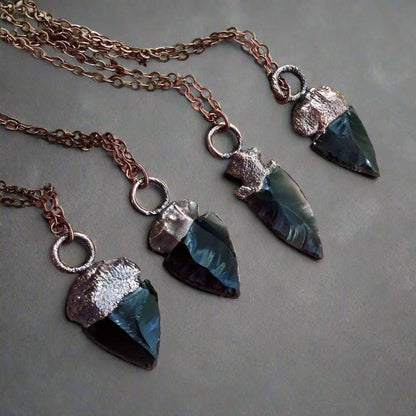 Obsidian Arrowhead Necklace Copper | Grounding Healing Crystal Jewelry for Balance & Protection Blackbird & Sage Jewelry