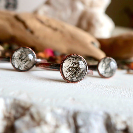 Black Rutilated Quartz Ring in Copper, Quartz Jewelry, Boho Jewelry, Crystal Adornments  Bohemian Style Ring, Metaphysical Jewelry Blackbird & Sage Jewelry