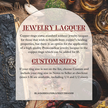 Seraphinite Crystal Statement Ring | Copper Boho Band | Boho Glam Seraphinite Ring | Copper Statement Jewelry | Handcrafted Crystal Ring Blackbird & Sage Jewelry