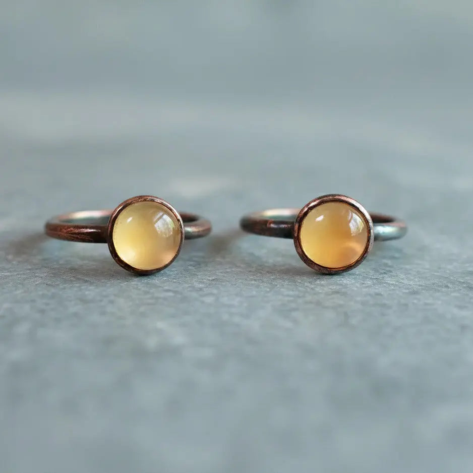 Citrine Copper Ring, 8mm, Electroformed Crystal, Boho Jewelry, Handmade November Birthstone, Healing Gift