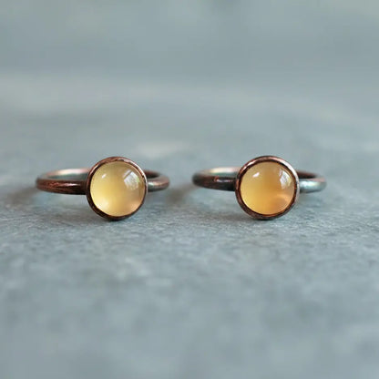 Citrine Copper Ring, 8mm, Electroformed Crystal, Boho Jewelry, Handmade November Birthstone, Healing Gift