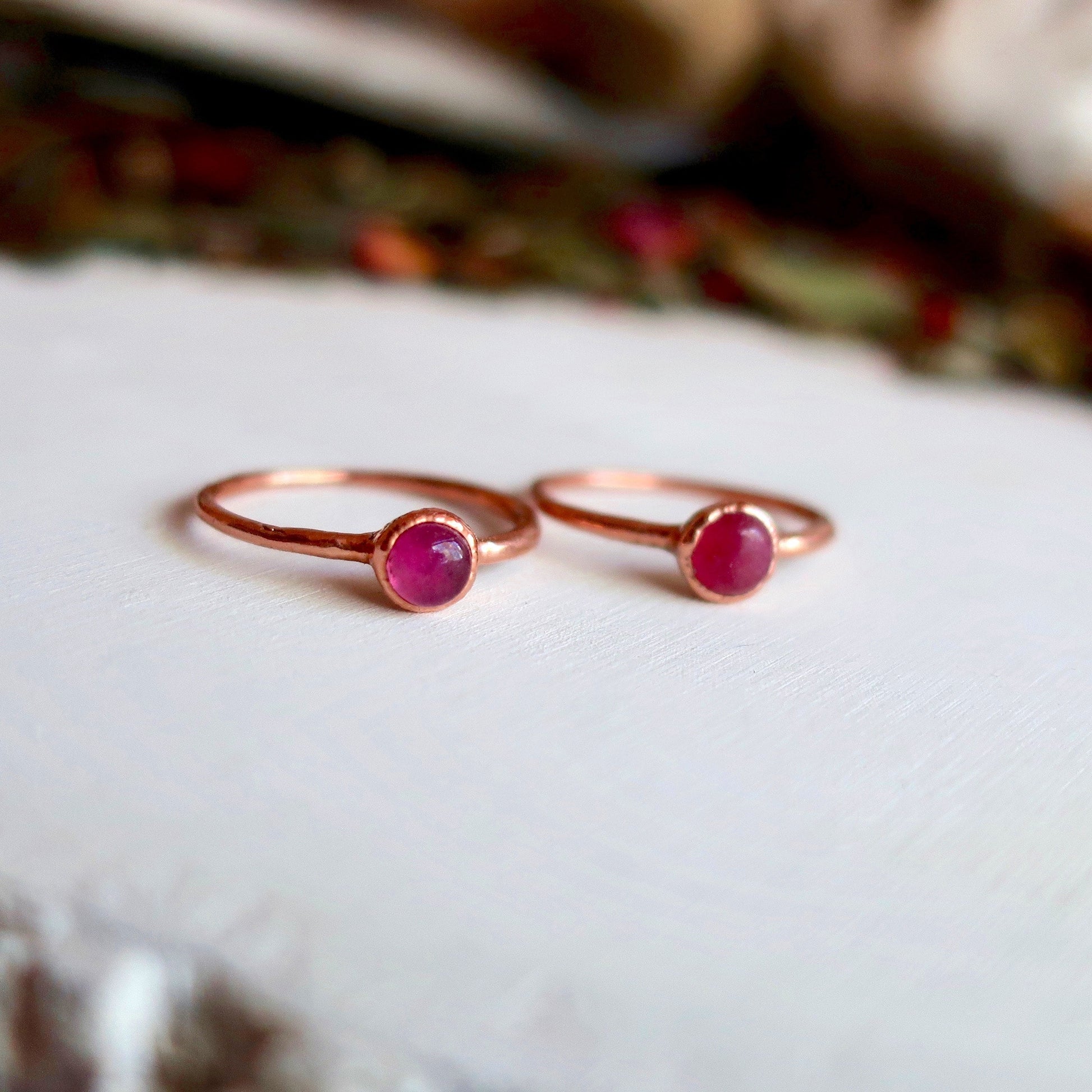 Ruby Stacking Ring, Copper Jewelry, July Birthstone, Electroformed Crystals, Bohemian, Boho, Gypsy Style Blackbird & Sage Jewelry