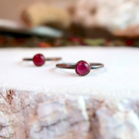 Ruby Stacking Ring, Copper Jewelry, July Birthstone, Electroformed Crystals, Bohemian, Boho, Gypsy Style Blackbird & Sage Jewelry