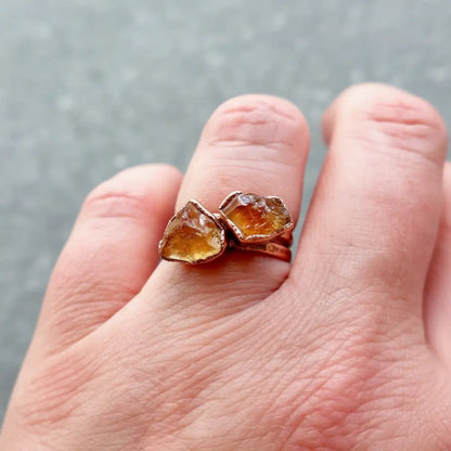 Raw Citrine Ring November Raw Birthstone Jewelry Electroformed Citrine and Ring Jewelry Gift for Her Bohemian Jewelry, Valentines Gift