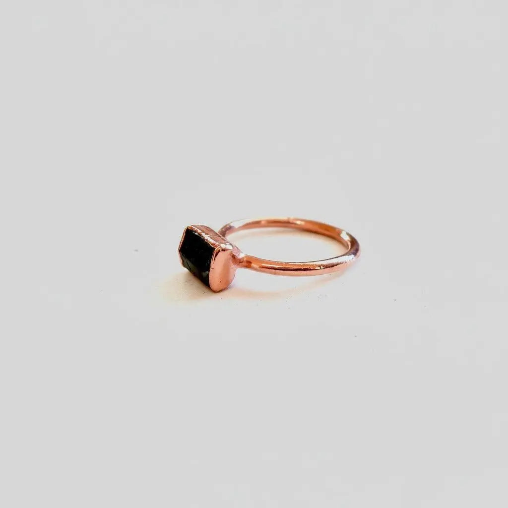 Copper Raw Black Tourmaline Ring - A Shield of Grounding | By Blackbird & Sage