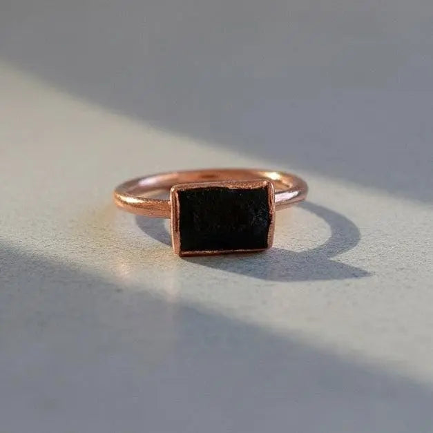 Copper Raw Black Tourmaline Ring - A Shield of Grounding | By Blackbird & Sage