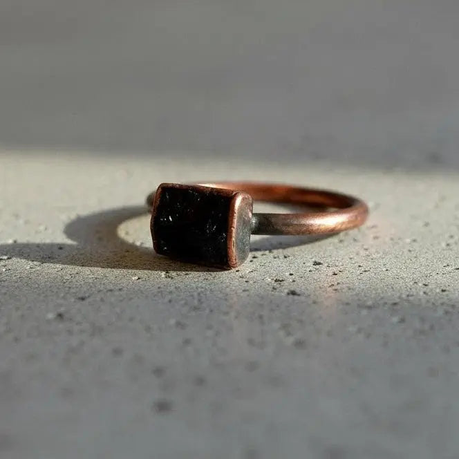 Copper Raw Black Tourmaline Ring - A Shield of Grounding | By Blackbird & Sage