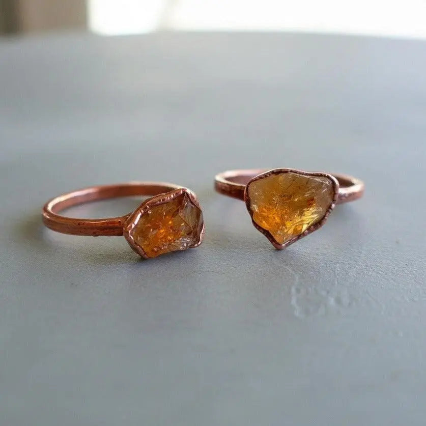 Raw Citrine Ring November Raw Birthstone Jewelry Electroformed Citrine and Ring Jewelry Gift for Her Bohemian Jewelry, Valentines Gift