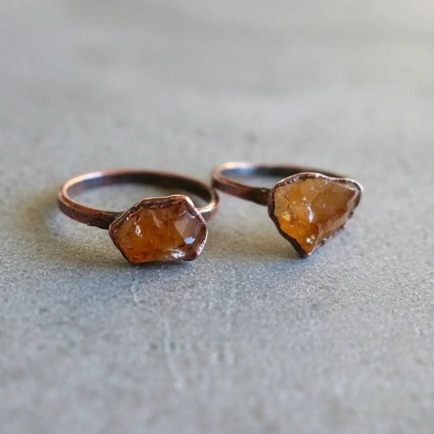 Raw Citrine Ring, November Birthstone Jewelry, Electroformed Copper Band, Jewelry Gift for Her