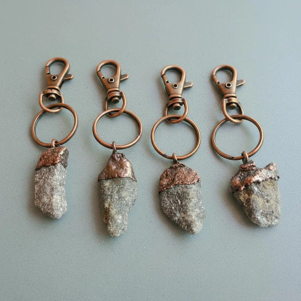 Raw Lepidolite Crystal Keychain, Lepidolite Raw Crystal Accessory, Electroformed Lepidolite Key Fob, Copper Key Chain Blackbird & Sage Jewelry