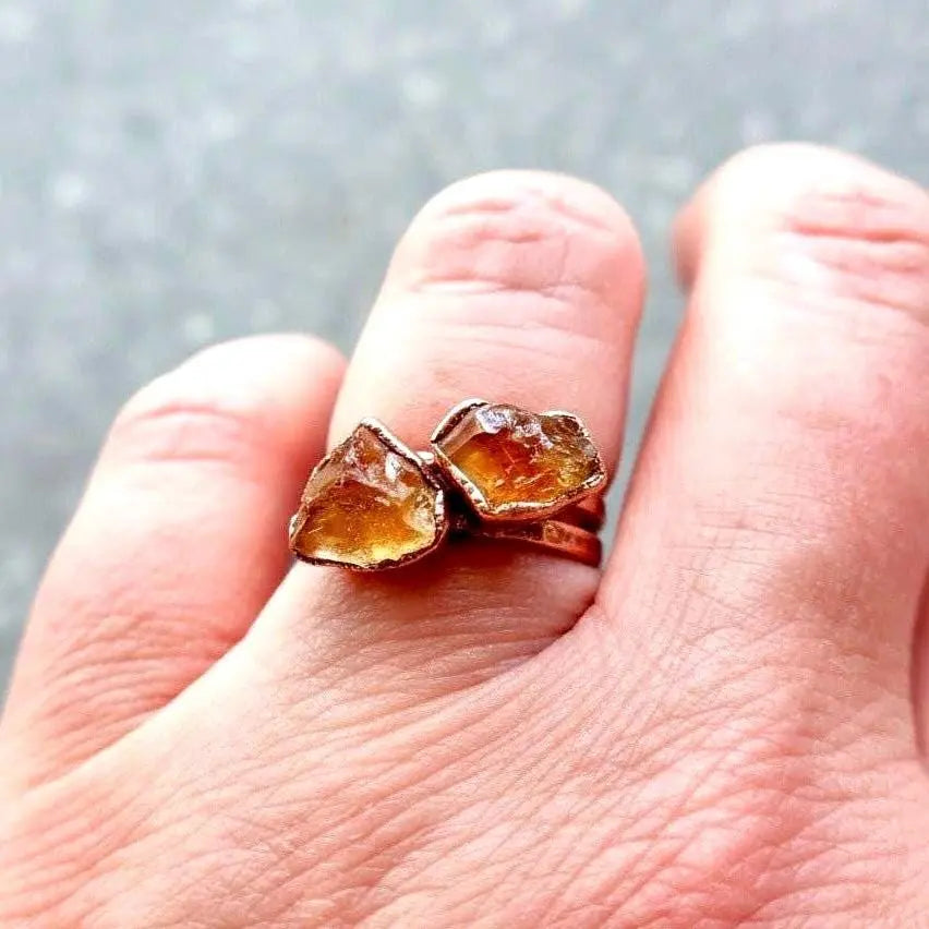 Raw Citrine Ring November Raw Birthstone Jewelry Electroformed Citrine and Ring Jewelry Gift for Her Bohemian Jewelry, Valentines Gift