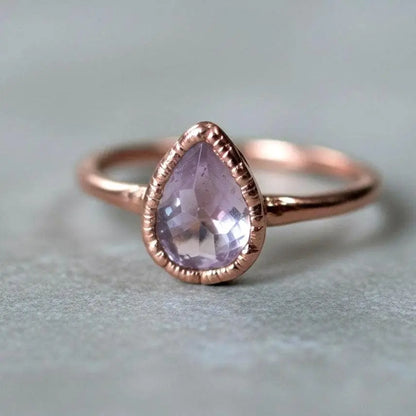 Copper Lavender Amethyst Ring - Blackbird & Sage Jewelry