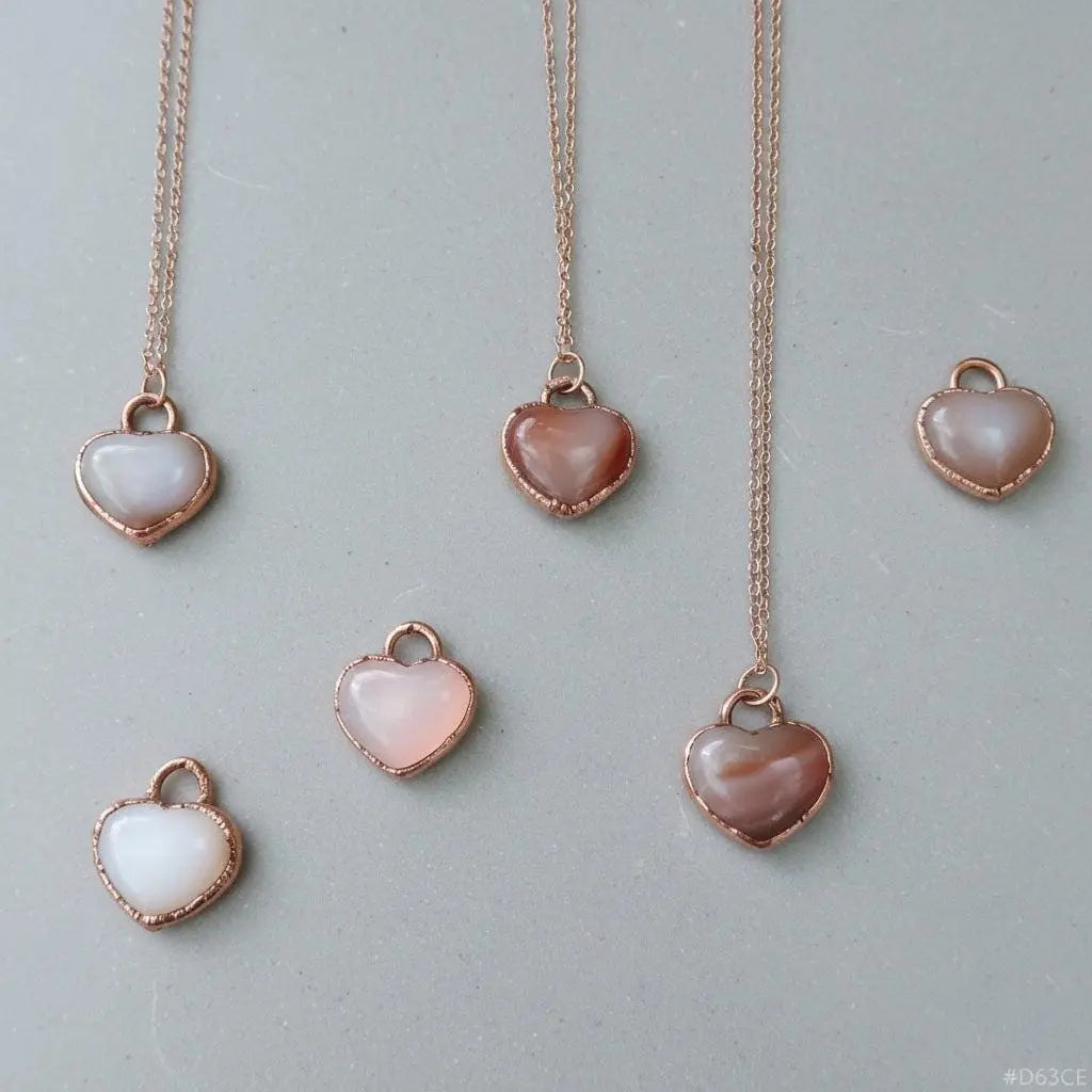 Electroformed Copper Carnelian Heart Necklace: Rose Gold Filled Chain - BlackbirdSageStudio