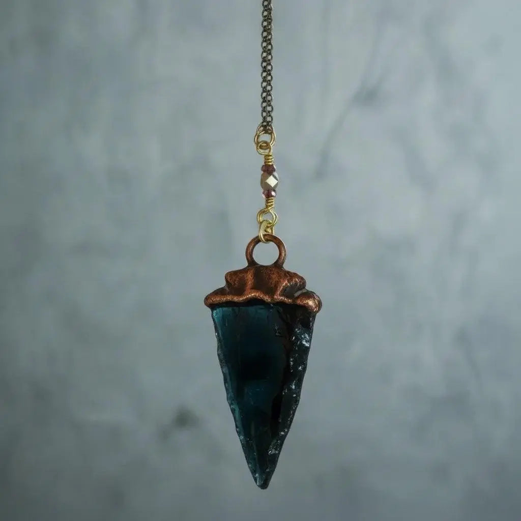 Black Obsidian Arrowhead Lariat Necklace: Boho Talisman Jewelry - BlackbirdSageStudio
