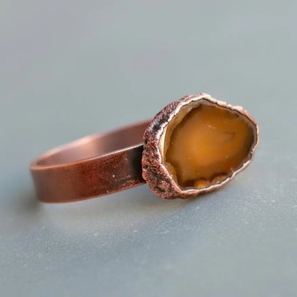 Agate Copper Cuff - Handcrafted Talisman Jewelry for Everyday Grounding - BlackbirdSageStudio