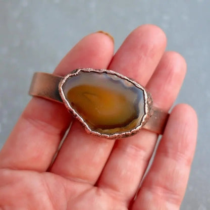 Agate Copper Cuff - Handcrafted Talisman Jewelry for Everyday Grounding - BlackbirdSageStudio