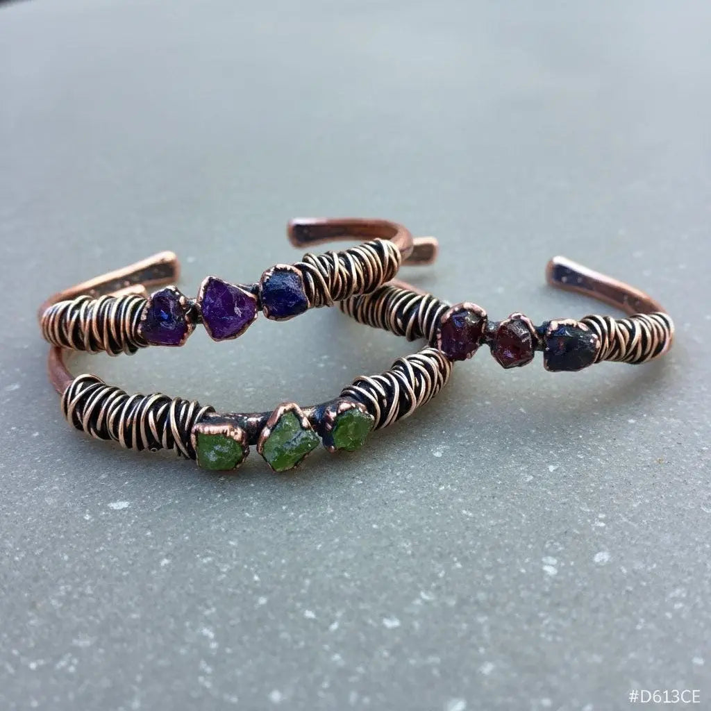 Handcrafted Copper Raw Amethyst Cuff For Inner Peace In Daily Rituals - BlackbirdSageStudio