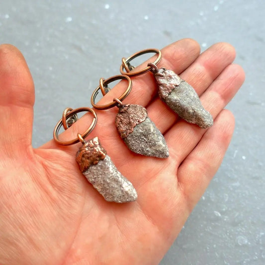 Raw Lepidolite Crystal Keychain, Lepidolite Raw Crystal Accessory, Electroformed Lepidolite Key Fob, Copper Key Chain Blackbird & Sage Jewelry