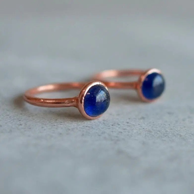 Electroformed Copper Iolite Ring: Bohemian Crystal Jewelry - BlackbirdSageStudio
