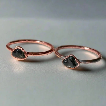 Electroformed Copper Black Tourmaline Ring: Handmade Boho Jewelry Gift - BlackbirdSageStudio