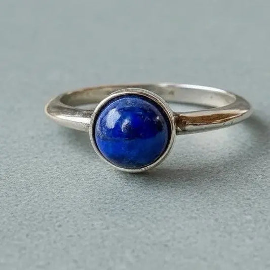 Lapis Lazuli Sterling Silver Ring - Size 7, Crystal Jewelry Gift, Holiday Present For Her - BlackbirdSageStudio