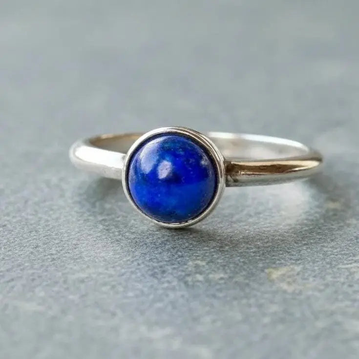 Lapis Lazuli Sterling Silver Ring - Size 7, Crystal Jewelry Gift, Holiday Present For Her - BlackbirdSageStudio